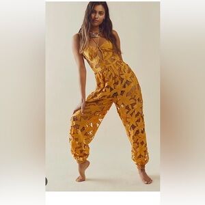 Free People Meet me in Bali yellow jumpsuit
